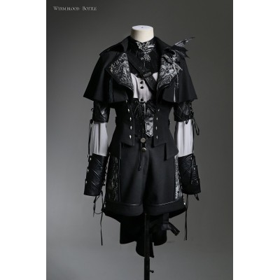 Lilith House Wyrm Breath High Collar Blouse, Cape Vest, High Waist Shorts and Single Wing Brooch Set(Reservation/Full Payment Without Shipping)